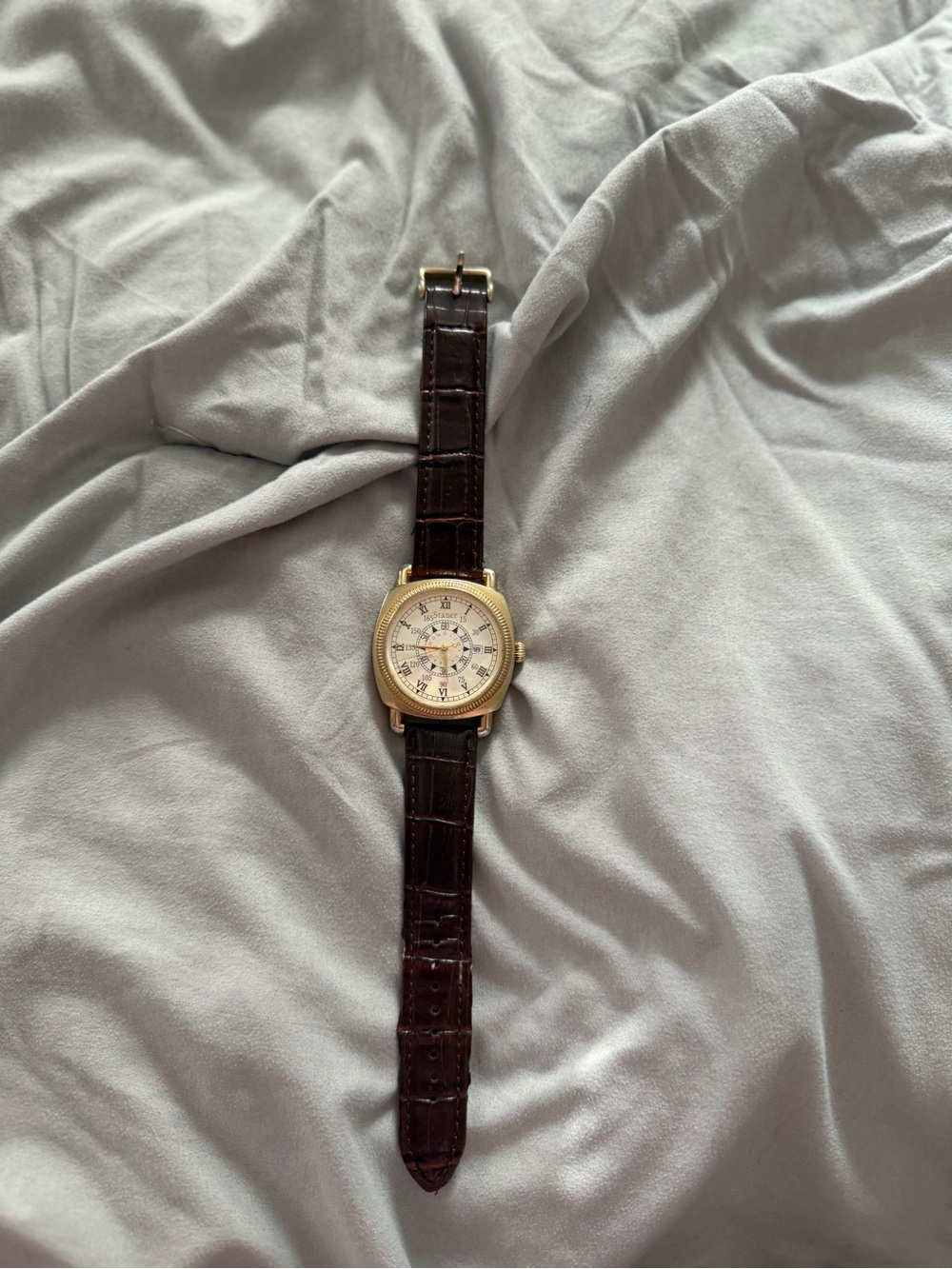 Gold Dial Brown Leather Strap Wristwatch - Classic Dress Watch